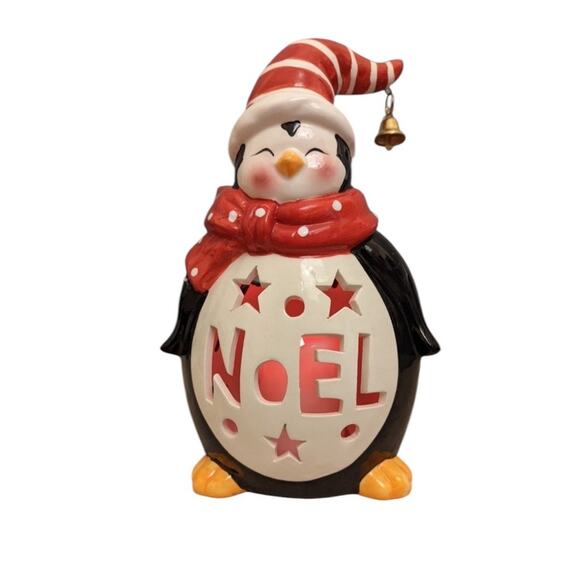 Loblolly Pines Holiday Luminaries Color Changing Ceramic Christmas Penguin NEW - Picture 4 of 12